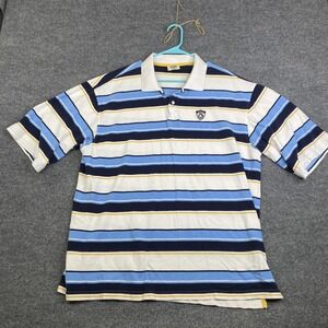G-Unit Polo Shirt Mens 2XL Blue White Striped Heavy Weight 50 Y2K Streetwear